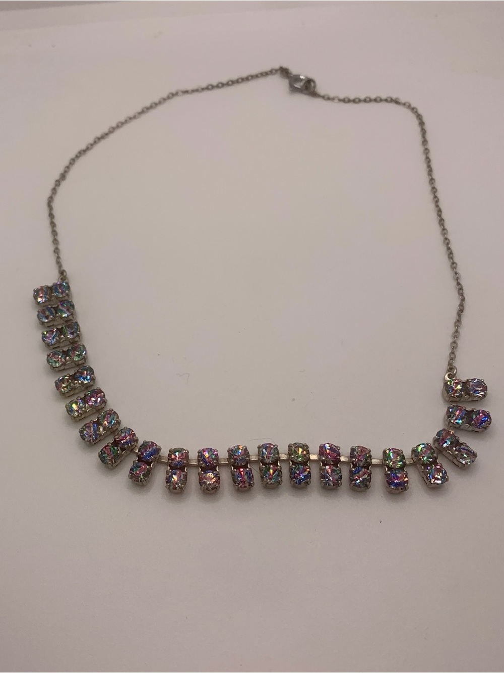 Iris Glass Row Necklace - Multi-Color Sparkle